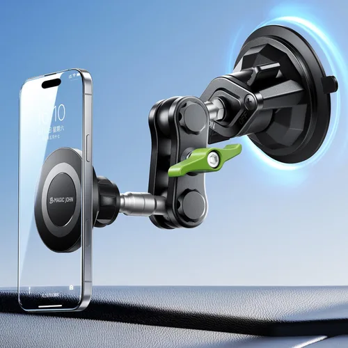 Miniatura 10 de MAGIC JOHN Soporte magnético para teléfono de coche [fuerte succión y fuerte magnético] Soporte de teléfono ajustable de 360° para parabrisas, metal