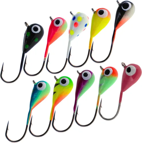 Miniatura 35 de Reaction Tackle Plantillas de pesca en hielo de tungsteno - Plantilla súper sensible en forma de lágrima para panfish, crappie, lucioperca, perca