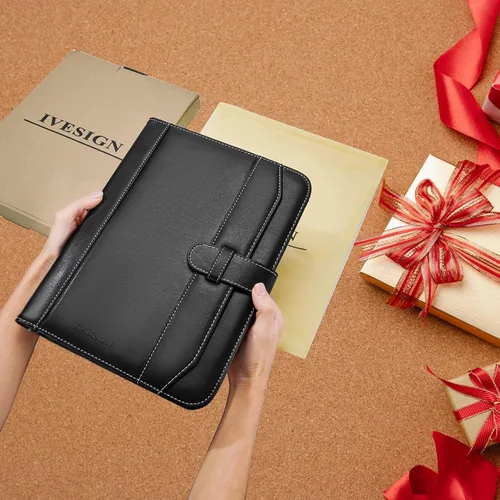 Miniatura 2 de Cuaderno Portafolio de Cuero con Carpeta, Portapapeles de Almacenamiento con Cubierta para Soporte de Bloc Legal Tamaño Carta A4, Bloc de Escritura