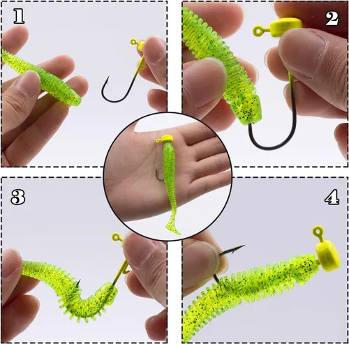Miniatura 5 de FishTrip Ned Rig Jighead Fishing - 10 ganchos de cabeza de plantilla sin hierba en forma de hongo para pesca de lubina