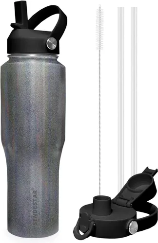 SENDESTAR Botella de agua de acero inoxidable de 40 onzas (fría durante 48 horas, caliente durante 24 horas), botella aislada al vacío de doble Gris