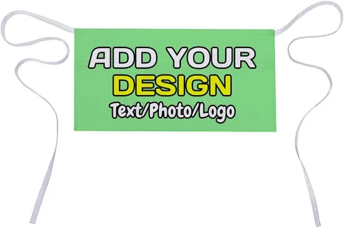Miniatura 31 de Delantal de cintura personalizado con 3 bolsillos para añadir foto, texto, logotipo, nombre, camarera