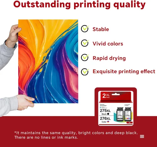 Miniatura 5 de 275XL 276XL - Paquete combinado de cartuchos de tinta de repuesto para Canon Ink PG-275 CL-276 compatible con Pixma TR4720 Series TR4722 TS3520