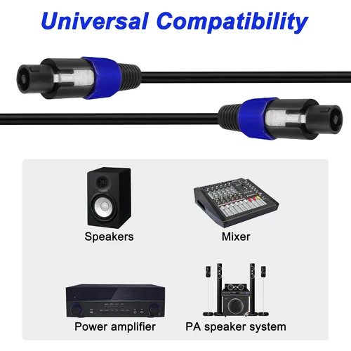 Miniatura 8 de MEIRIYFA Cable de extensión Speakon a Speakon macho a macho Cable de audio de altavoz con bloqueo giratorio para amplificador de altavoz