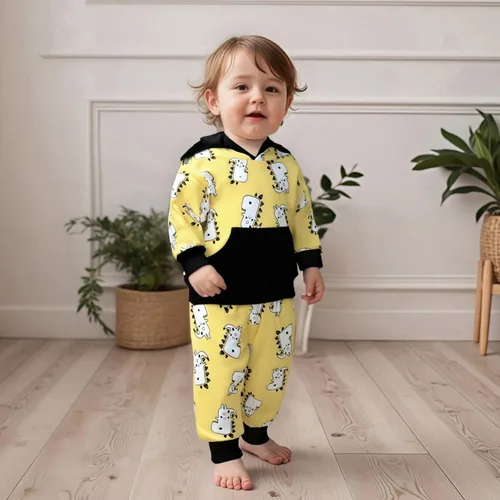 Miniatura 183 de Conjunto de ropa de otoño e invierno para bebé y niño, sudadera larga con capucha y pantalones para niños pequeños, 6, 12, 18, 24 meses, 2T
