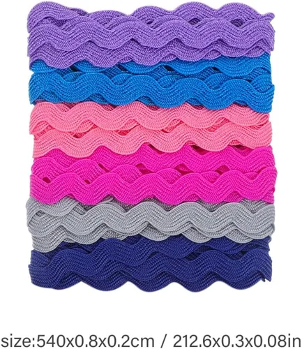 Miniatura 7 de EXCEART Cinta curvada Rick Rack de 6 yardas con borde ondulado, 0.315 in, costura para manualidades, accesorios de ropa, vestido, saris, blusas