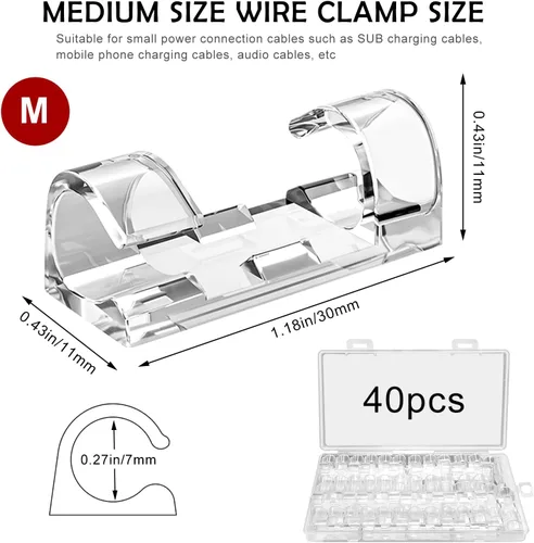 Miniatura 3 de Soporte de alambre autoadhesivo (40 unidades), clips adhesivos para cables, clips de cable, soportes de cables, clips de organización de cables