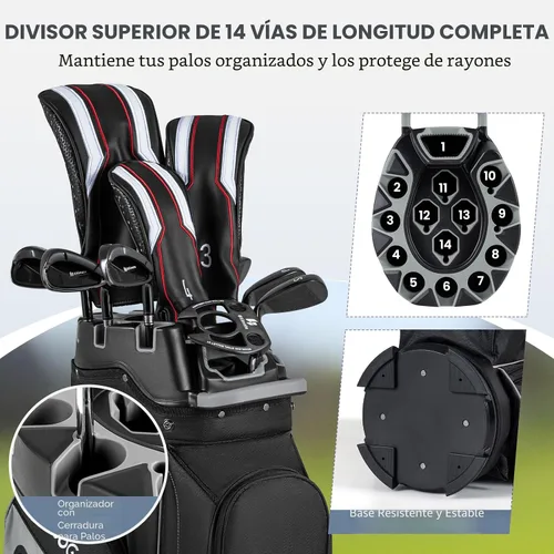 Miniatura 2 de Tangkula Bolsa de carrito de golf con divisores de longitud completa de 14 vías, 6 bolsas moldeadas con cierre superior de golf con 11 bolsillos