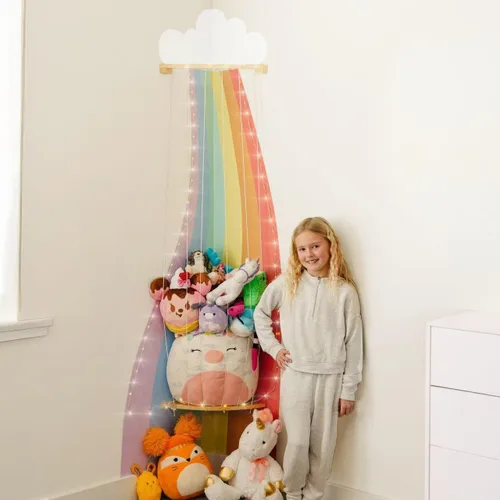 PUTSKA Organizador esquinero de almacenamiento de animales de peluche, soporte para animales de peluche, almacenamiento tapado, peluches que ahorran