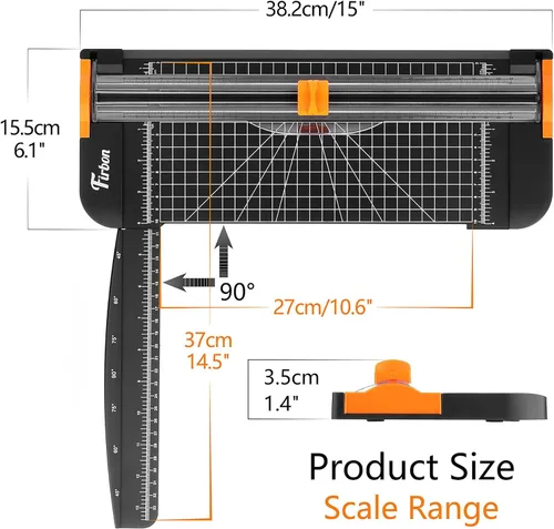Miniatura 3 de Firbon - Cortador de papel A4 de titanio de 12 pulgadas, herramienta para álbumes de recortes, con protección de seguridad automática y regla 1-negro