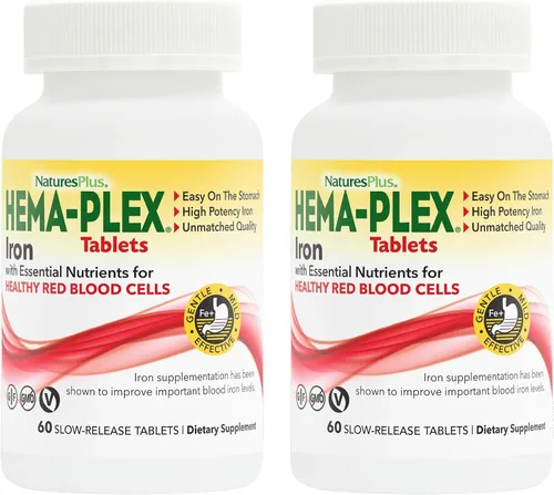 Miniatura 8 de NaturesPlus Hema-Plex Iron - 10 tabletas de liberación lenta - 85 mg de hierro quelado - Salud total de la sangre - con vitamina C y bioflavonoides
