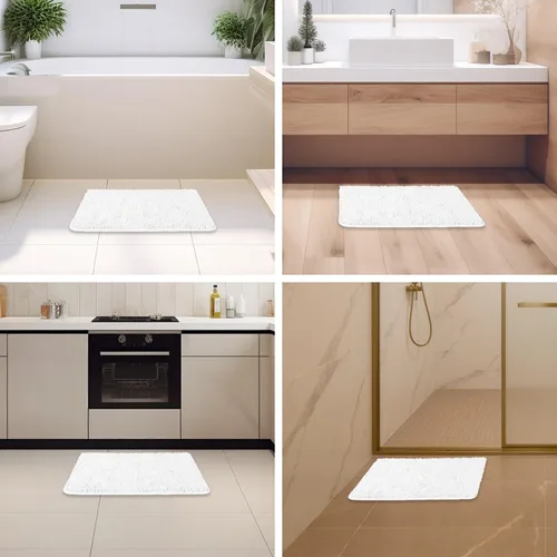 Miniatura 453 de Alfombra de baño pequeña de 12 x 18 pulgadas, lavable y absorbente, antideslizante, alfombra de baño de felpilla gruesa y suave para baño, ducha