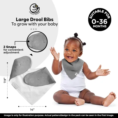 Miniatura 4 de Organic Cotton Baby Bibs for Drooling & Teething – Soft, Ultra Absorbent Baby Bib Set for Boys & Girls, 3-Pack Baberos blancos