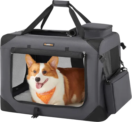 Miniatura 14 de Feandrea Jaula Plegable Suave para Perros de 32 Pulgadas, Jaula de Viaje Portátil para Perros para Uso Interior y Exterior, Transportín Kennel