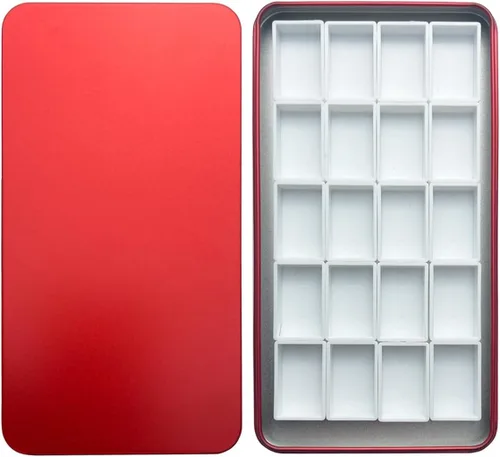 Miniatura 27 de Estuche de lata de paleta de acuarela con 40 piezas de sartenes vacías de plástico blanco con cuadrados magnéticos para transportar - Paleta