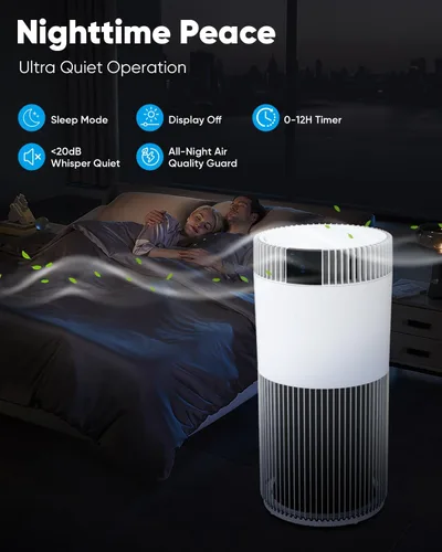 Miniatura 5 de Purificador de aire para habitación grande del hogar de 2500 pies cuadrados con filtros lavables, purificador de aire para mascotas para dormitorio