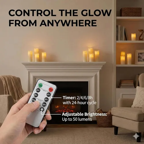 Miniatura 4 de Enido 24 piezas de velas LED sin llama con control remoto y temporizador, impermeables para exteriores, luces eléctricas parpadeantes y cálidas