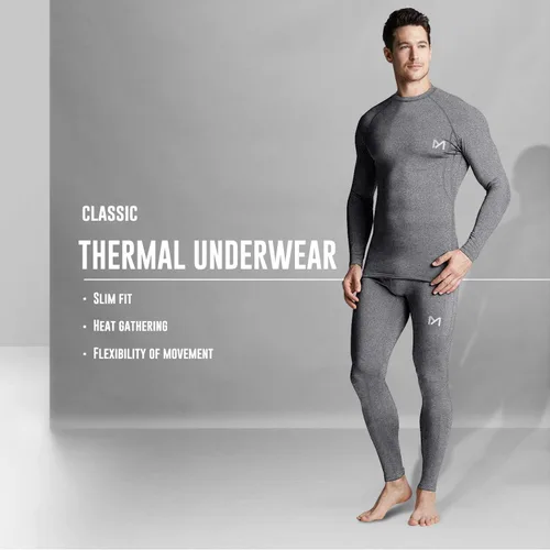 Miniatura 7 de MEETYOO Ropa interior térmica para hombre, capa base para hombre, 2 juegos largos forrados con capa base de engranajes de caza