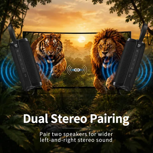 Miniatura 7 de Bobtot Altavoz Bluetooth portátil, altavoz impermeable IPX6 con graves profundos, sonido fuerte de 15 W, RGB, tiempo de reproducción de 15 horas