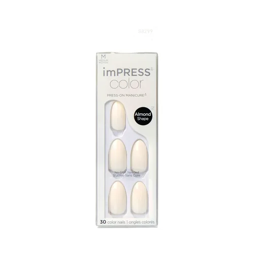 KISS imPRESS - Uñas postizas a presión de color, para salón de baile, cortas y cuadradas, color blanco sólido, listas para usar, a prueba de
