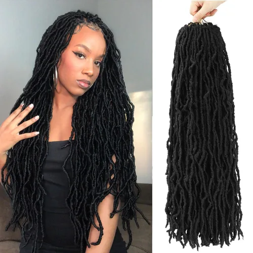 Miniatura 31 de Extensiones de cabello de ganchillo suaves de 22 pulgadas, 7 paquetes de rastas sintéticas preenlazadas para mujeres negras, extensiones de cabello