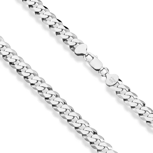 Miniatura 2 de Miabella Collar de cadena de eslabones cubanos de plata de ley 925 maciza italiana de 0.354 in con corte de diamante para hombre, fabricado en Italia