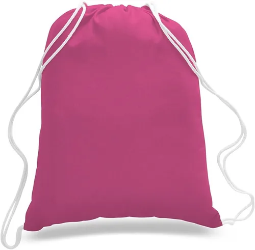 Miniatura 3 de ToteBagFactory Paquete de 6 mochilas de lona de algodón con cordón: blanco, liso, tela reutilizable, 14 pulgadas de ancho x 18 pulgadas de alto