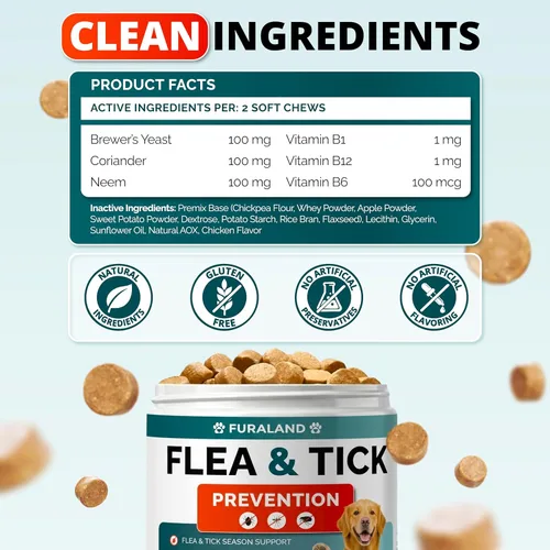 Miniatura 9 de Prevención de pulgas y garrapatas para perros masticables - Tratamiento natural de pulgas y garrapatas para perros - Píldoras de control oral
