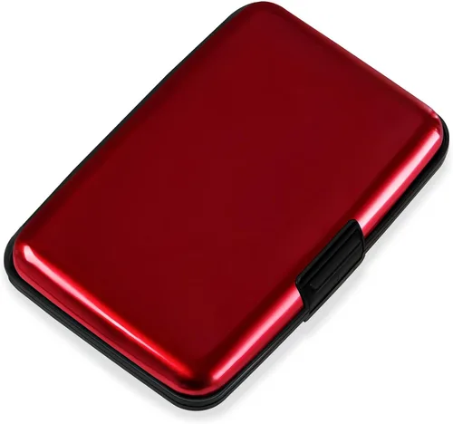 Miniatura 11 de Mayski Soporte para tarjetas de crédito, bloqueo RFID, funda rígida de aleación de aluminio, pequeña cartera de metal para mujeres y hombres
