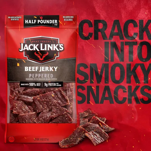 Miniatura 5 de Jack Link's Carne Crujiente de Res, con Pimienta, Bolsa Grande de Media Libra - Bocadillo de Carne Sabroso, Snacks de Proteína Listos para Comer