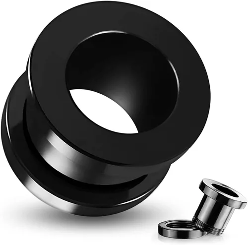 Túnel de carne de acero quirúrgico anodizado negro 316L Vendido por pieza