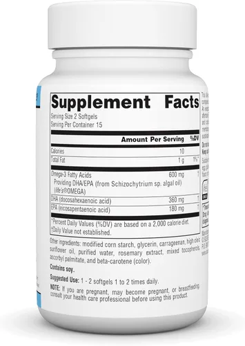 Miniatura 3 de Source Naturals Omega-3 veganos, EPA-DHA sin pescado, para apoyo a la salud cardíaca y cerebral* 300 mg - 30 cápsulas blandas