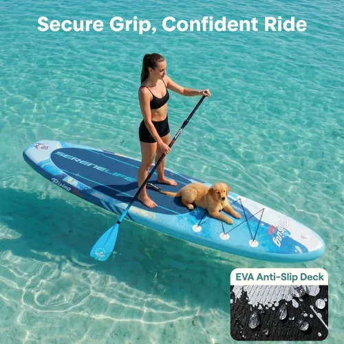 Miniatura 4 de SereneLife Tabla de Paddle Inflable de Pie - Diseño Amplio y Estable, Cubierta Antideslizante para Adultos y Jóvenes con Accesorios Premium