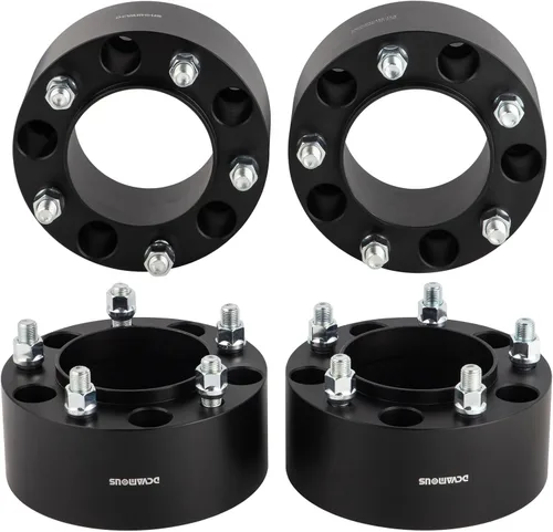 Miniatura 10 de 4 espaciadores de rueda centrales negros 5x150 de 1.25 pulgadas con pernos de 14 x 1.5 compatibles con Toyota 5 Lug para Tundra 2007-2021 Land