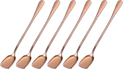 Miniatura 9 de uxcell Juego de 6 cucharas de helado de acero inoxidable, cucharas de yogur de 7.5 pulgadas, cucharas de postre, cucharas de pastel para el hogar