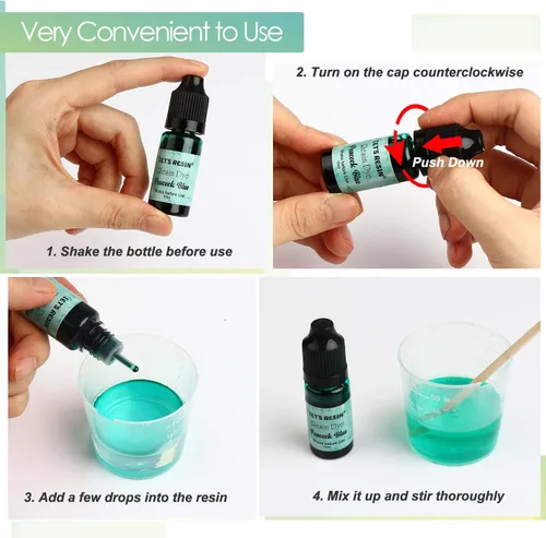 Miniatura 6 de LET'S RESIN Tinte de resina epoxi, pigmento de resina epoxi translúcida de 15 colores, pintura de resinas concentradas sin olor de 0.35 oz cada una