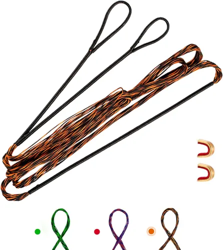 Miniatura 7 de Juego de cuerdas de arco Deerseeker para tiro con arco con 2 puntos de nocking, cuerda de arco recurva Dacron de repuesto de 12, 14, 16 hebras