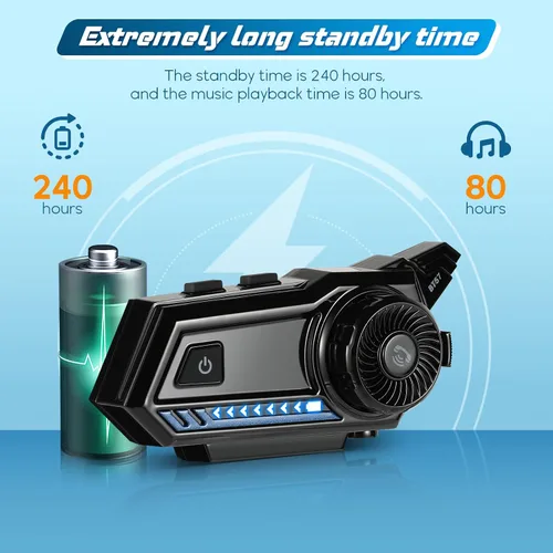 Miniatura 2 de Casco de motocicleta Bluetooth, Bluetooth 5.3 EDR inalámbrico para motocicleta, respuesta automática, auriculares de alta calidad de sonido