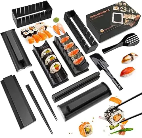 Kit de fabricación de sushi para hacer sushi, 12 piezas de plástico de alta calidad, juego de herramientas de sushi para sushi, rollo de arroz para