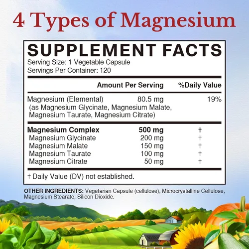 Miniatura 7 de Vitalitown Suplemento Complejo de Magnesio 500mg y Complejo de Vitamina C 1000mg