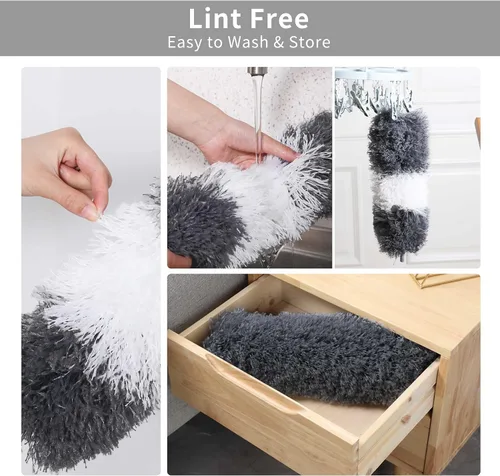 Miniatura 6 de BOOMJOY Plumero de plumas de microfibra con poste extensible de 100 pulgadas, paquete de 2 plumeros para limpieza de techo, ventilador, muebles