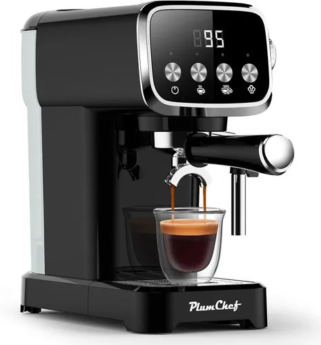 Miniatura 8 de PlumChef 20BAR - Máquina de café espresso vertical delgada con espumador de leche, calentador de tazas integrado, tanque desmontable de 43 onzas