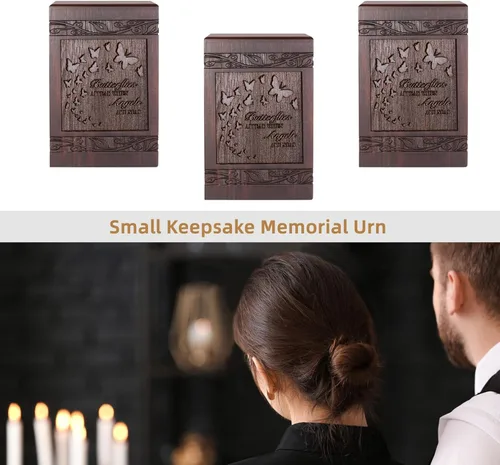 Miniatura 7 de Urnas de cremación para cenizas humanas adultas, machos y hembras, caja de urnas talladas de madera para hombres, mujeres, niños, mascotas, gato