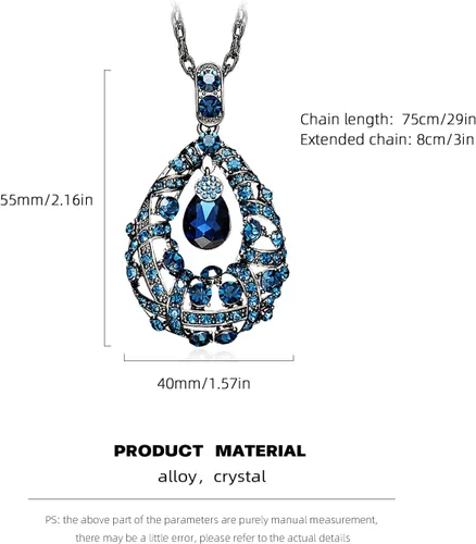 Miniatura 6 de Qlady Collar con colgante largo, suéter, cadena de gotas, collar de declaración, accesorios de joyería, colocación elegante para mujer