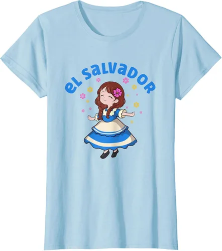 Miniatura 23 de Camiseta de mujer hispana con bandera salvadoreña de El Salvador Orgullosa, Negro