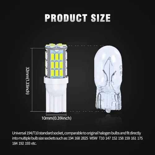 Miniatura 3 de Antline Bombillas LED T10 921 194 168 de color blanco frío, paquete de 20 unidades, superbrillantes 3014 42-SMD LED de repuesto de 12 voltios