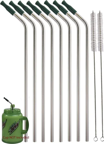Miniatura 10 de 2 pajitas de acero inoxidable de 14 pulgadas de 100 onzas enormes súper largas para beber compatibles con taza de viaje aislada Whirley tazas