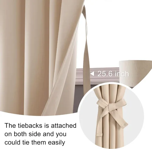 Miniatura 6 de JIUZHEN Cortinas opacas para dormitorio, con aislamiento térmico y bolsillo para barra, cortinas para sala de estar, juego de 2 paneles de 38 x 45