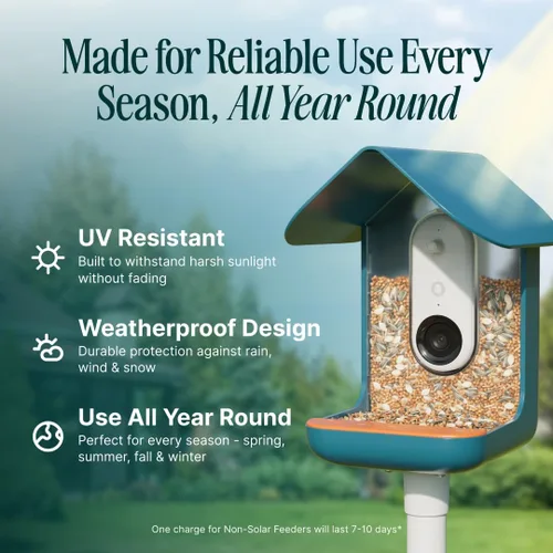 Miniatura 9 de Birdbuddy PRO Comedero Inteligente para Aves sin Energía Solar con Cámara - Identificación de Especies de Aves por IA, Fotos de 5MP, Cámara