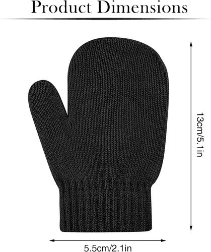 Miniatura 81 de ONESING 5 pares de guantes de invierno negros para bebés y niñas - Guantes cálidos para recién nacidos